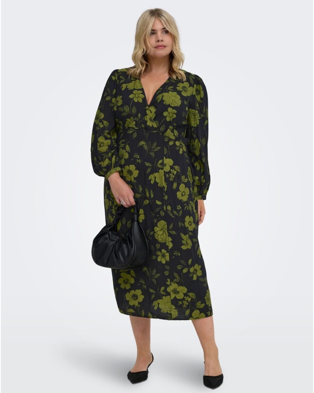 ONLY Green Floral Print Midaxi Dress