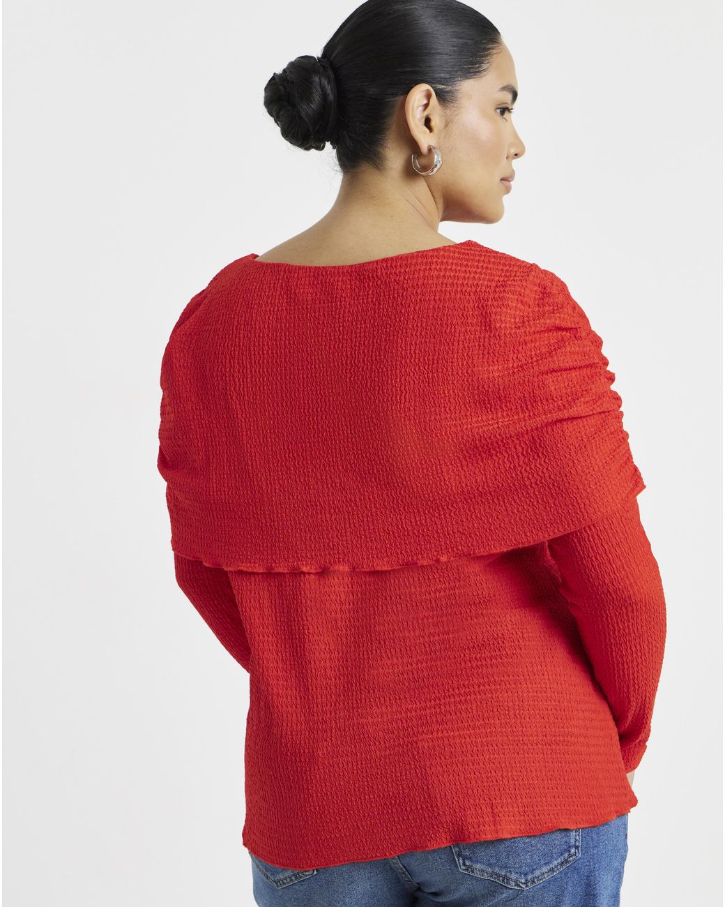 Simply Be Textured Slash Neck Top