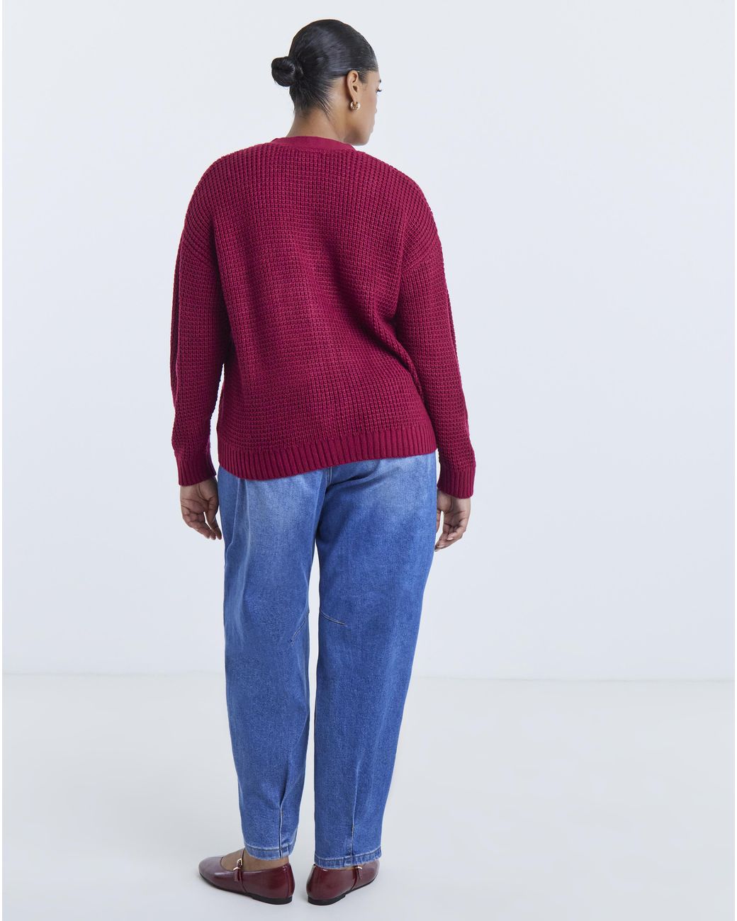 Simply Be Red Waffle Knit Boyfriend Cardigan