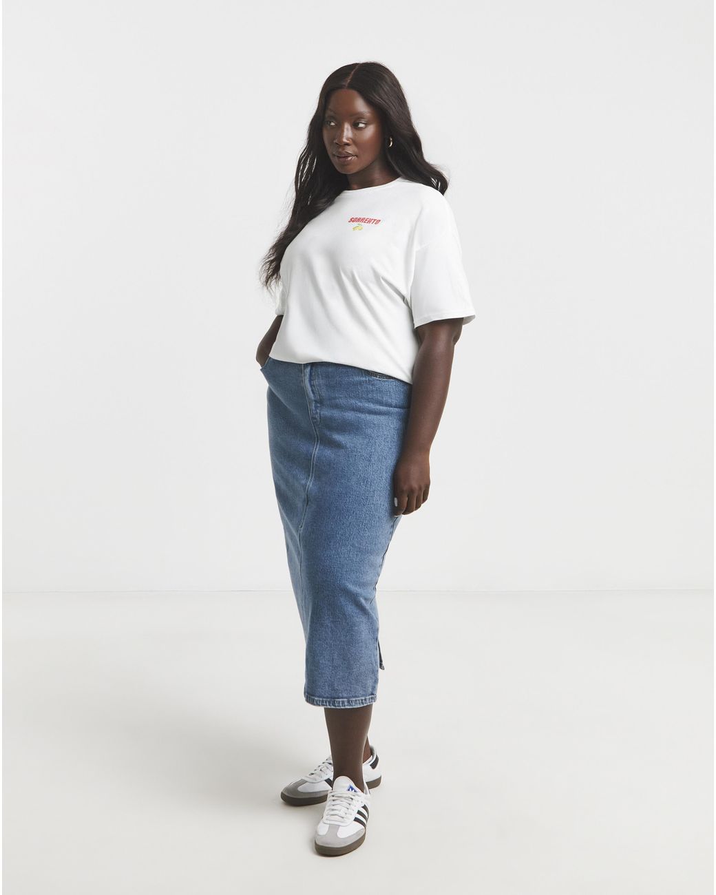 Simply Be White Sorrento Slogan T-Shirt