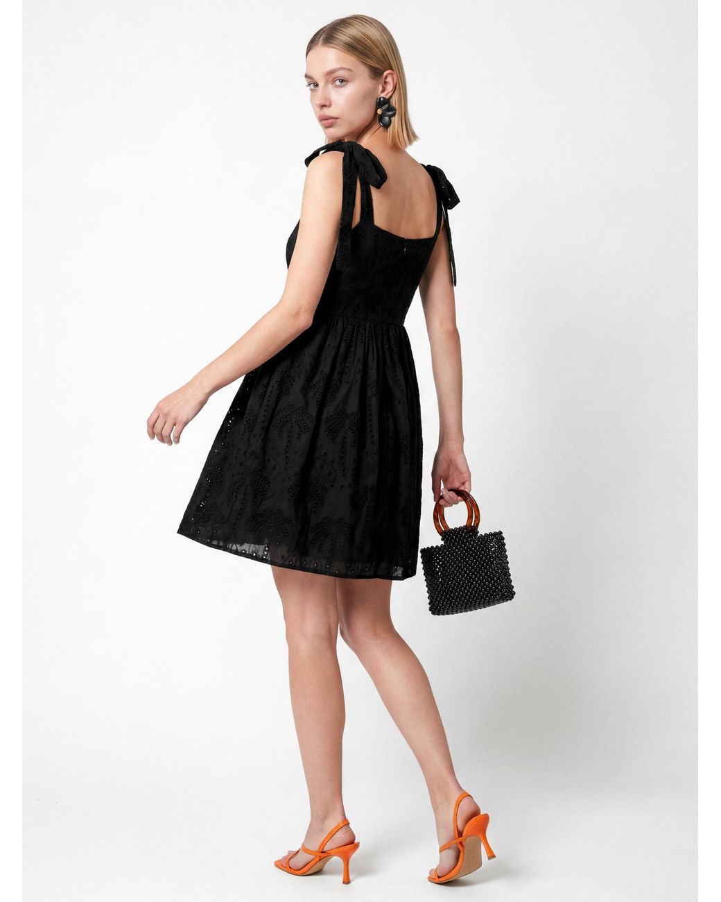 Lovedrobe Black Broderie Strappy Mini Dress