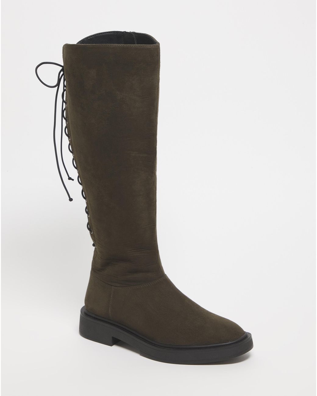 Simply Be Brown Lace Up Back Knee Boots Ex Wide Sc