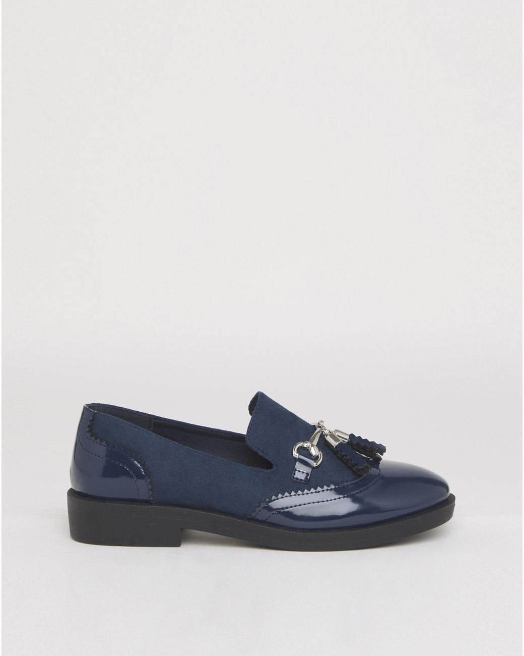 Simply Be Blue Brogue Tassle Loafer Wide