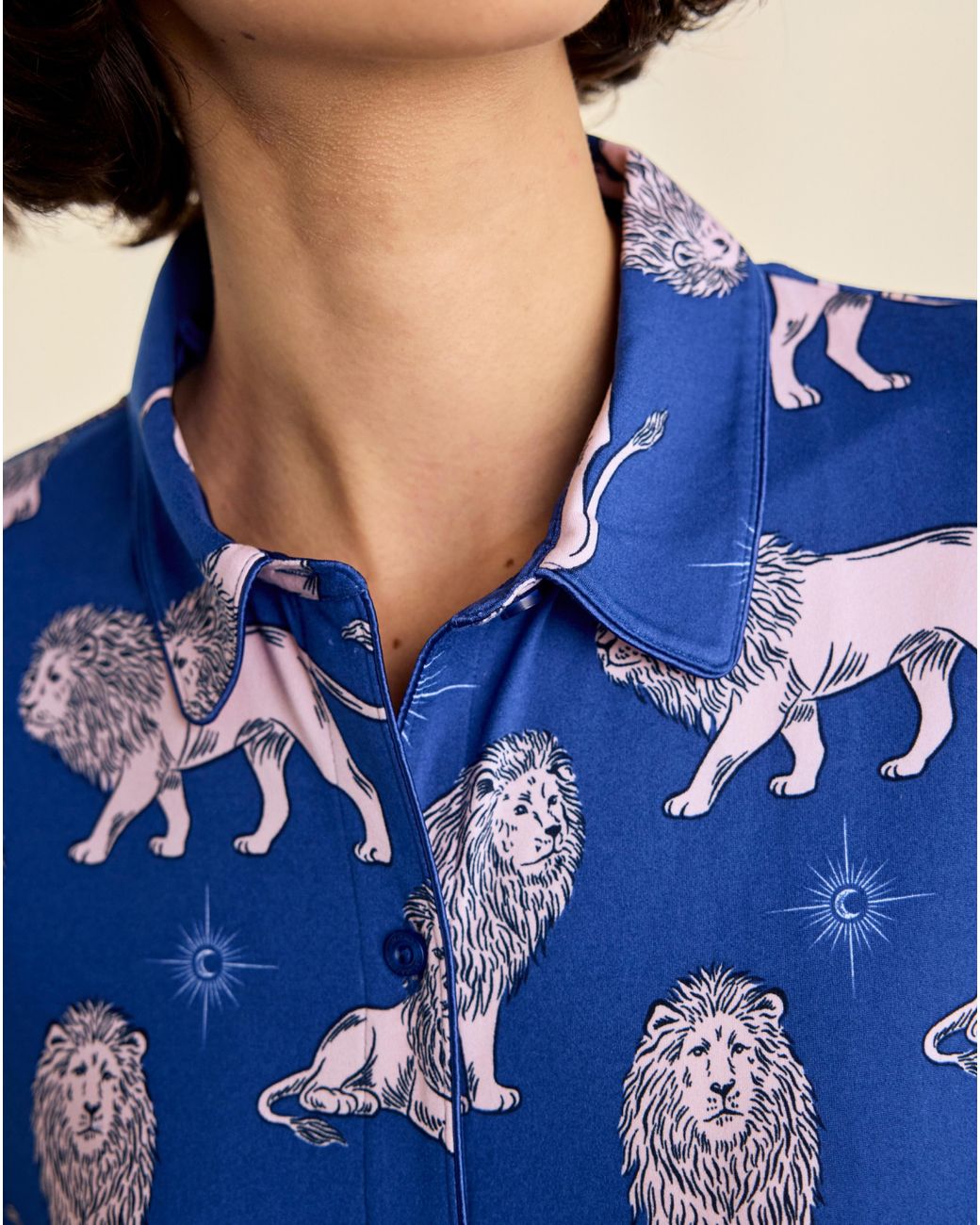 Chelsea Peers Blue Long Button Up Set