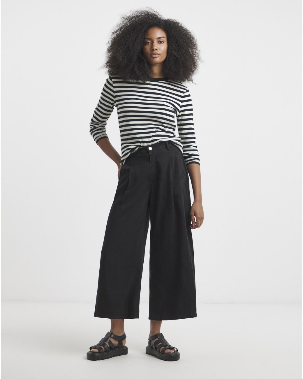 Simply Be Black Crop Wide Leg Jeans