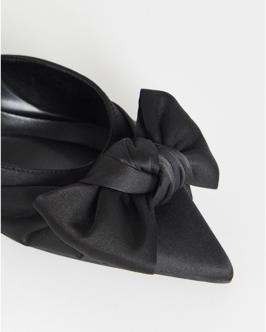 Simply Be Black Pointed Bow Kitten Heel Mules Wide