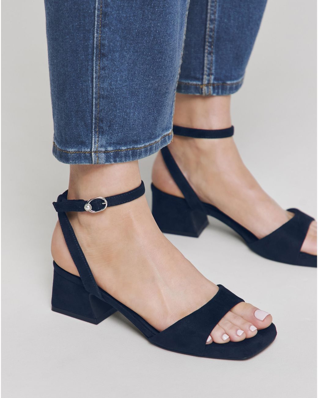 Simply Be Blue Barely There Low Block Heel Wide
