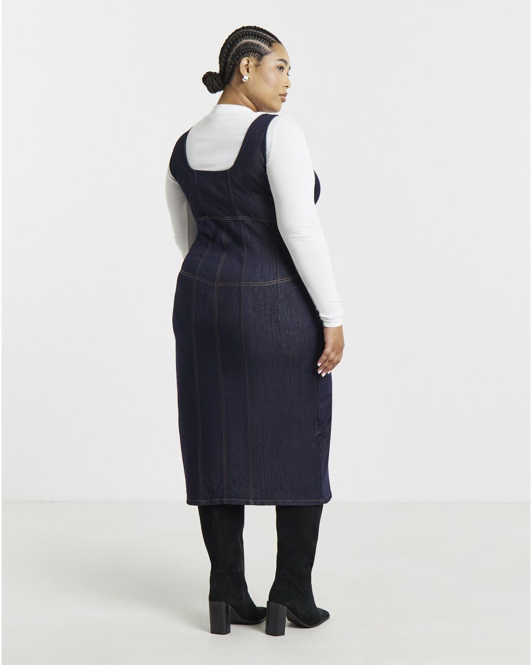 Simply Be Blue Denim Fitted Midaxi Dress