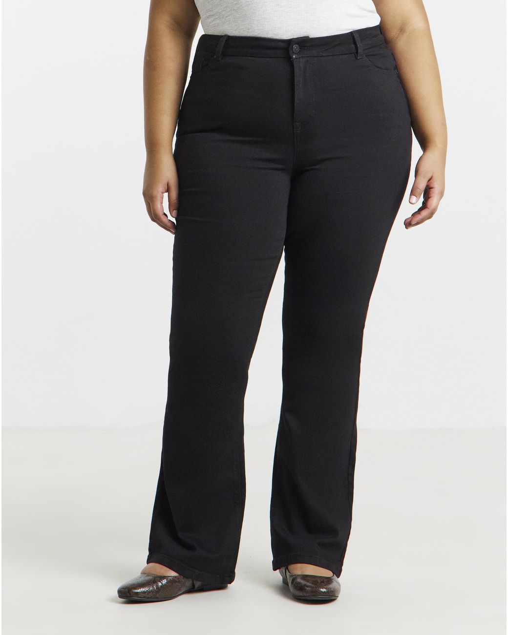 Simply Be White Stretch Denim Flared Jeans