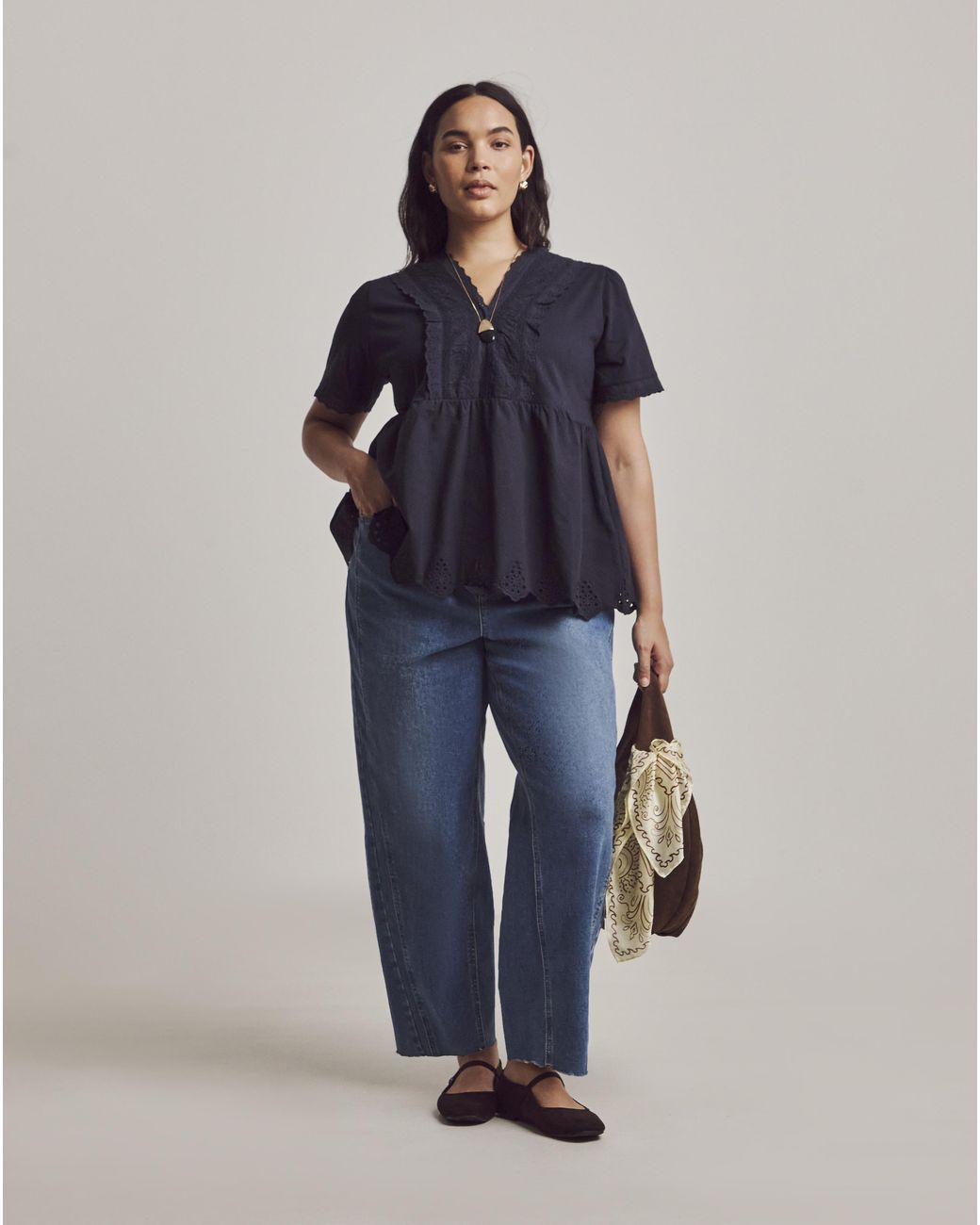 Julipa Blue Lace Trim Blouse