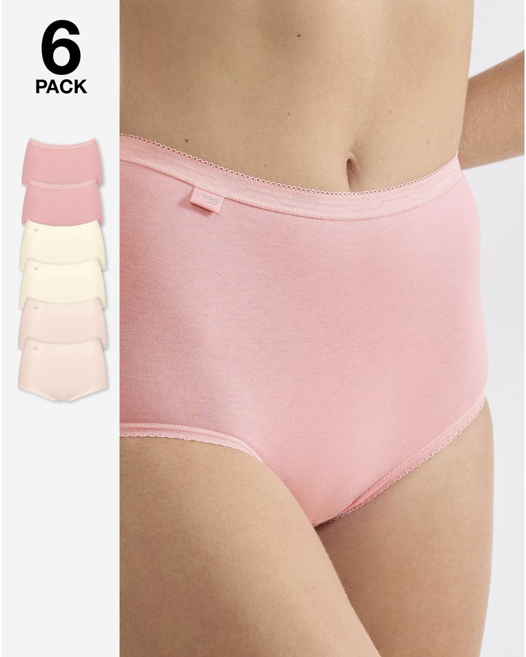Sloggi Pink 6Pk Basic Maxi Briefs Multi