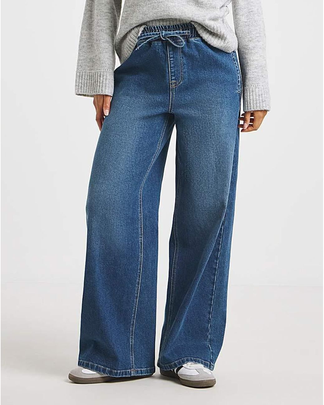 Simply Be Blue Tie Waist Jogger Jeans