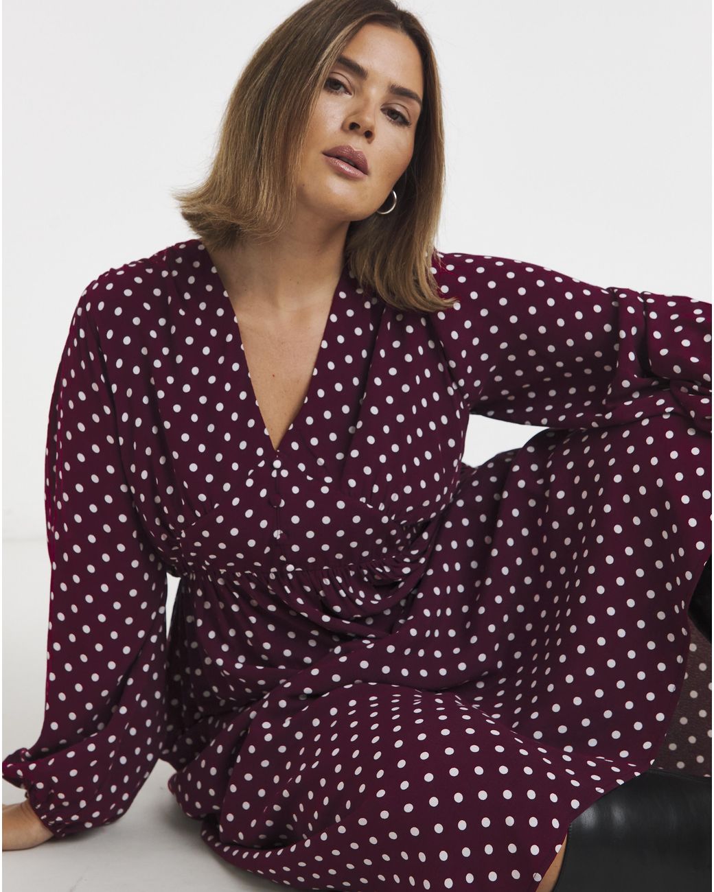 Simply Be Purple Printed Waist Detail Midi Dress