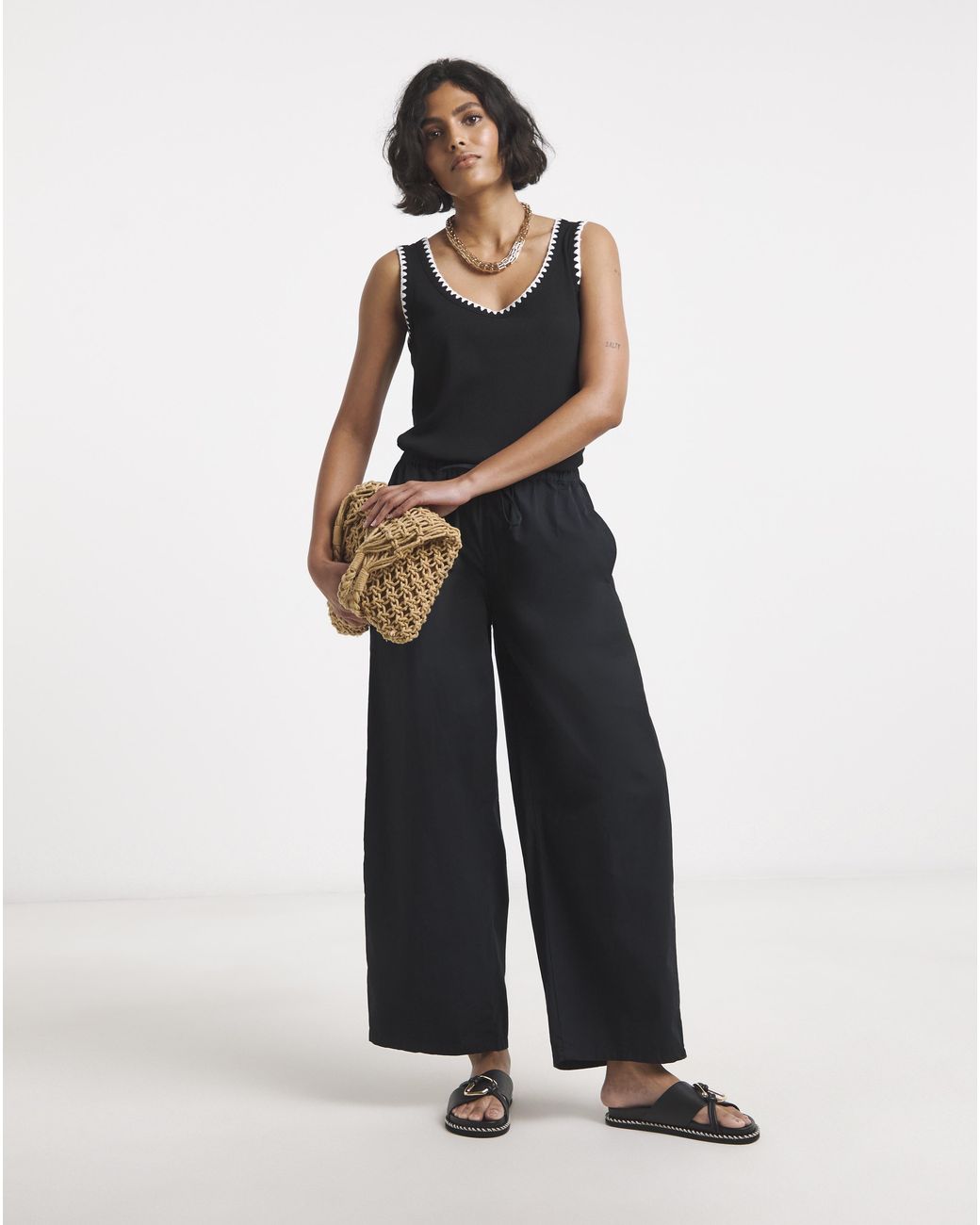 Simply Be Gray Cotton Barrel Trouser