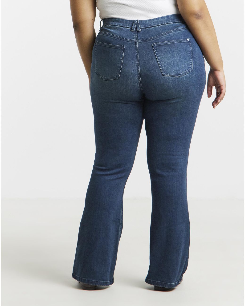 Simply Be Blue Stretch Denim Flared Jeans
