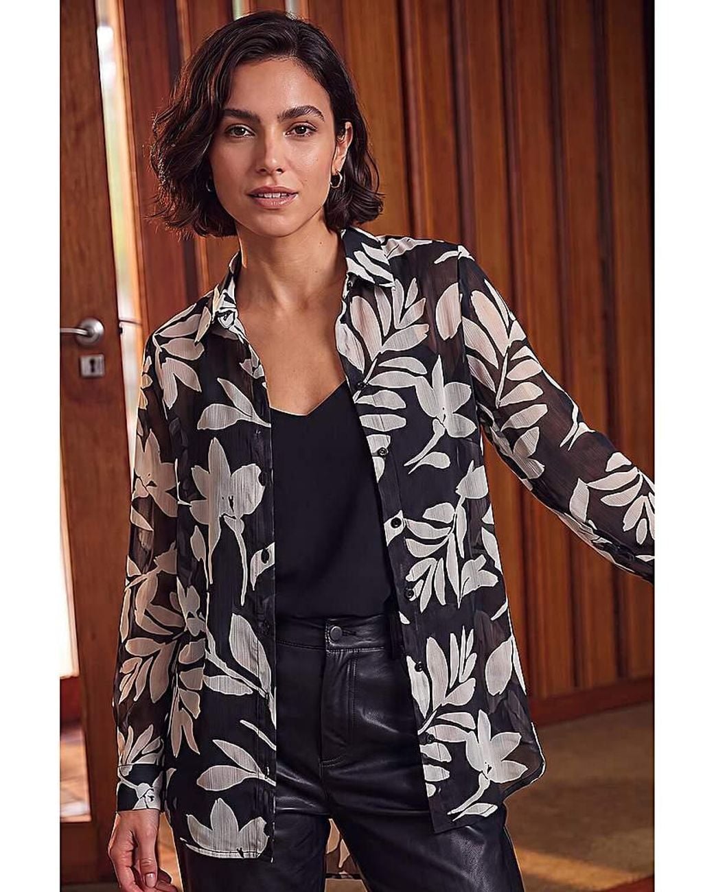 Roman Black Roman Floral Longline Shirt