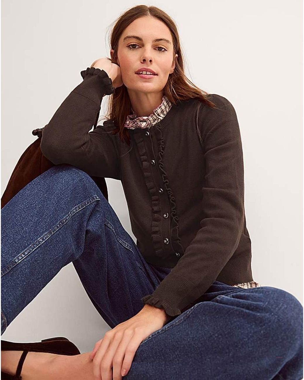 Monsoon Blue Ruby Frill Cardigan