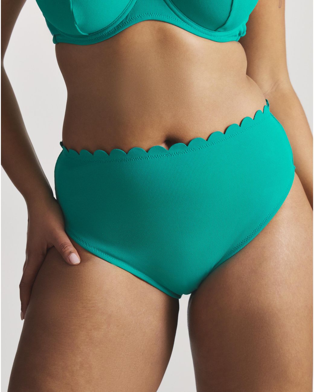 MAGISCULPT Blue Scallop Edge High Waist Bikini Bottoms