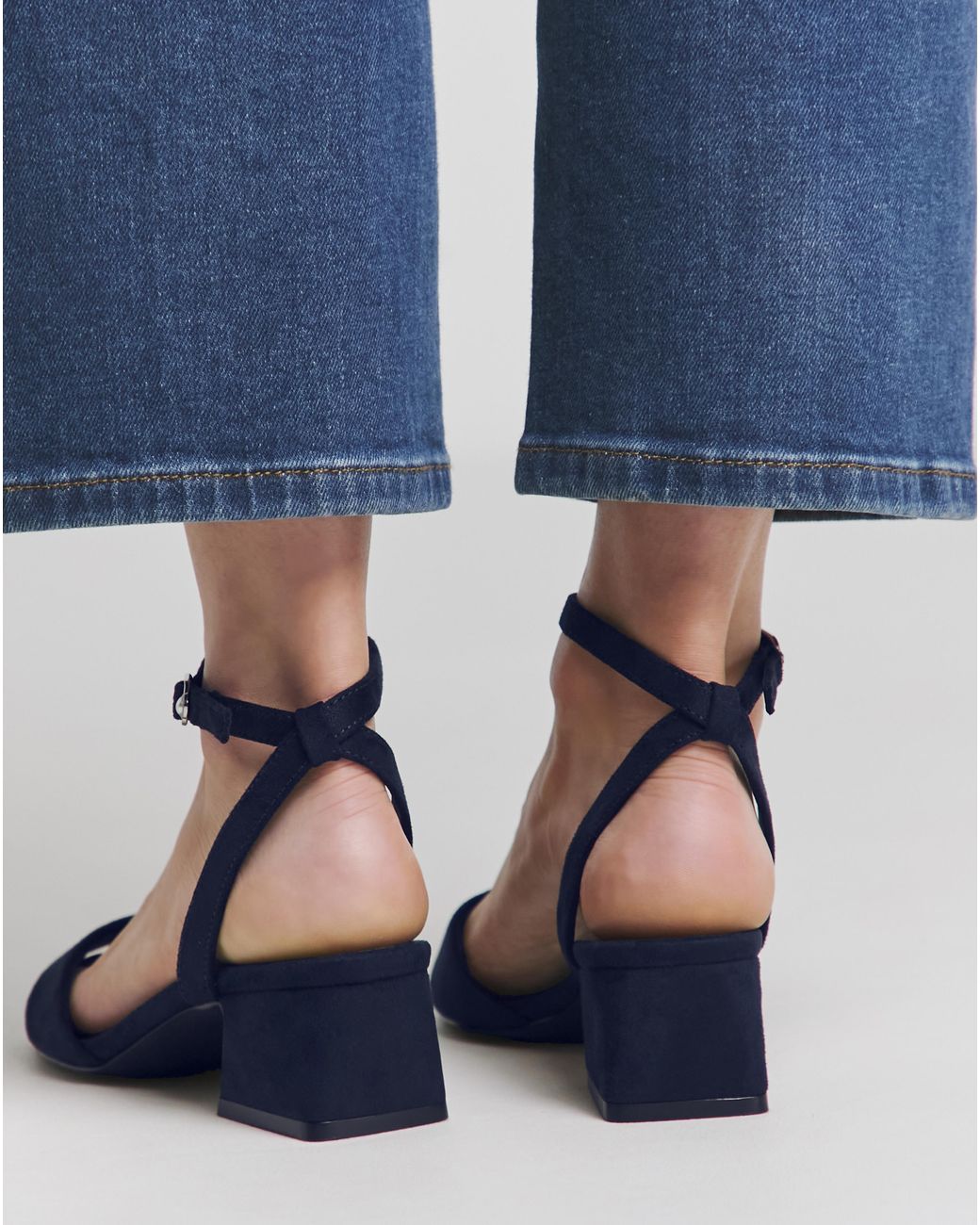 Simply Be Blue Barely There Low Block Heel Wide