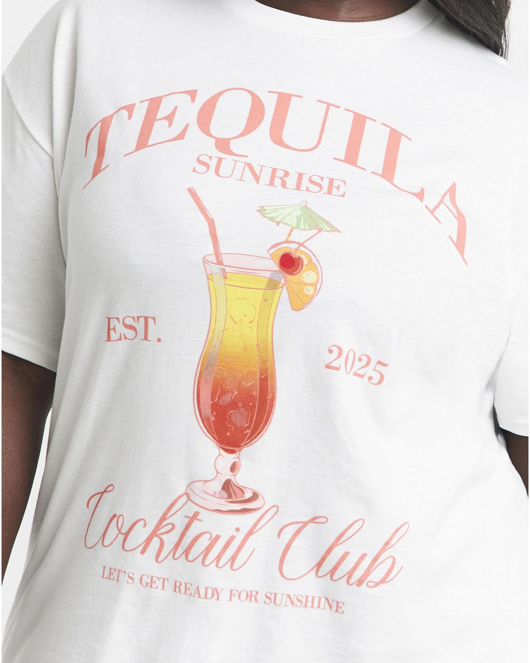 Simply Be White Tequila Sunrise Slogan T-Shirt