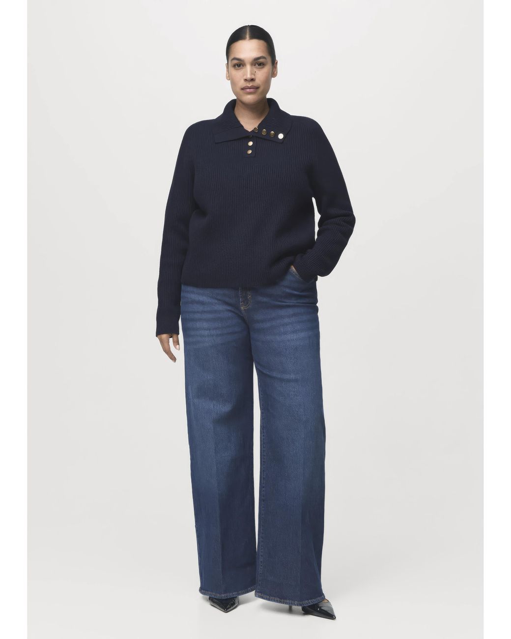 Mango Blue Wide Leg Jeans