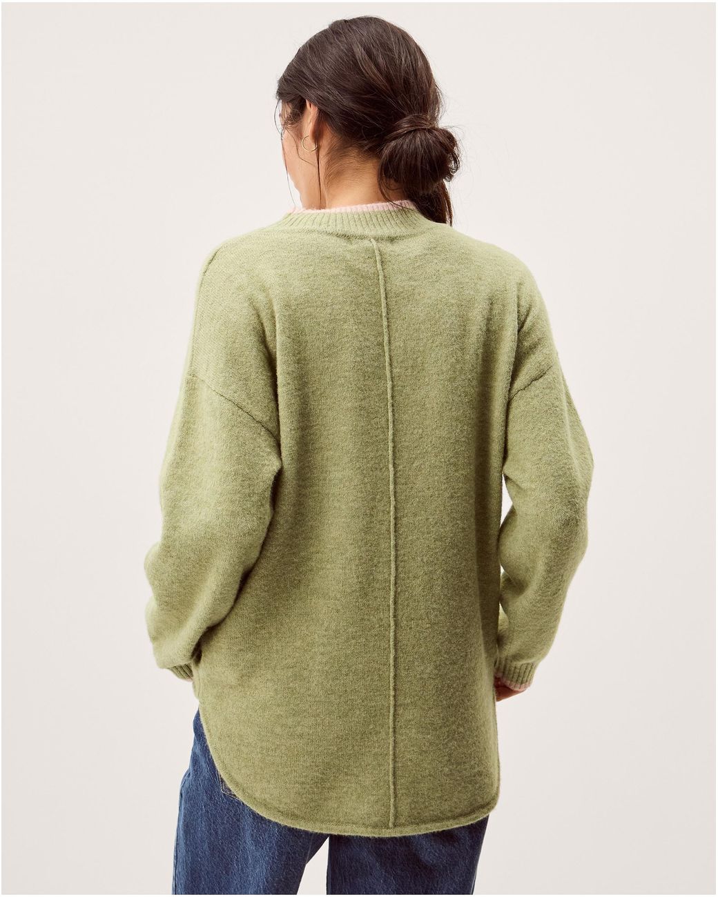 Monsoon Green Tori Oversized Tipped Jumper