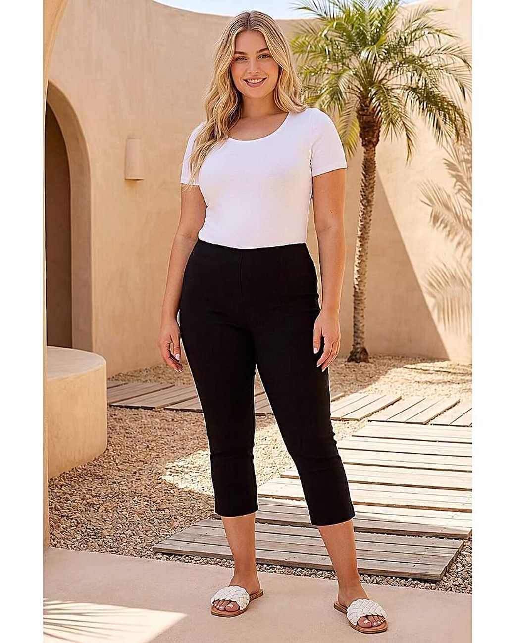 Roman Curve White Cropped Stretch Trouser