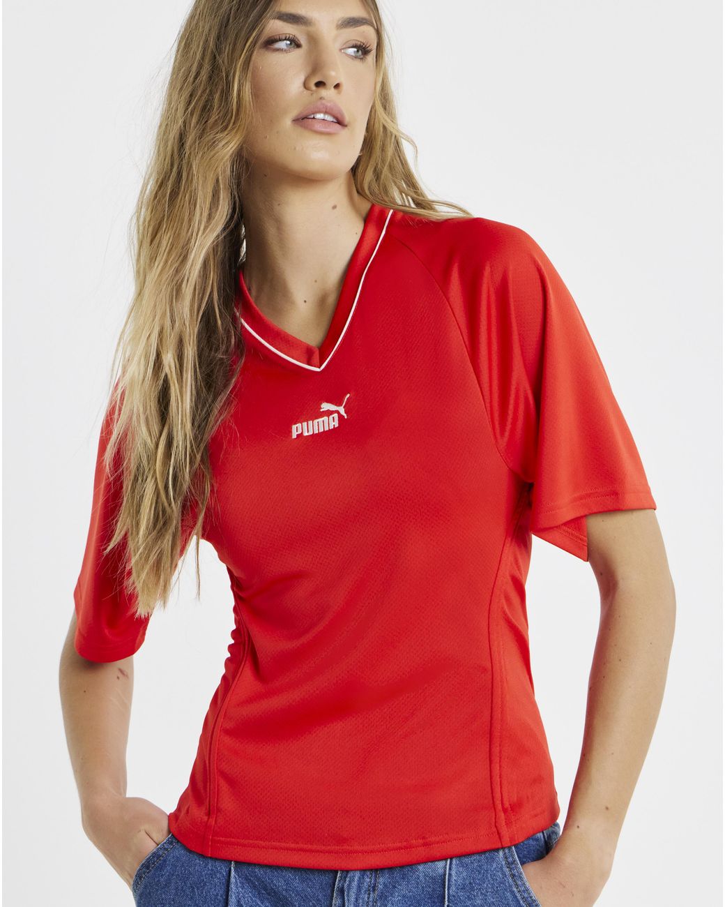 PUMA Red Future Fitted Waist Football Jersey