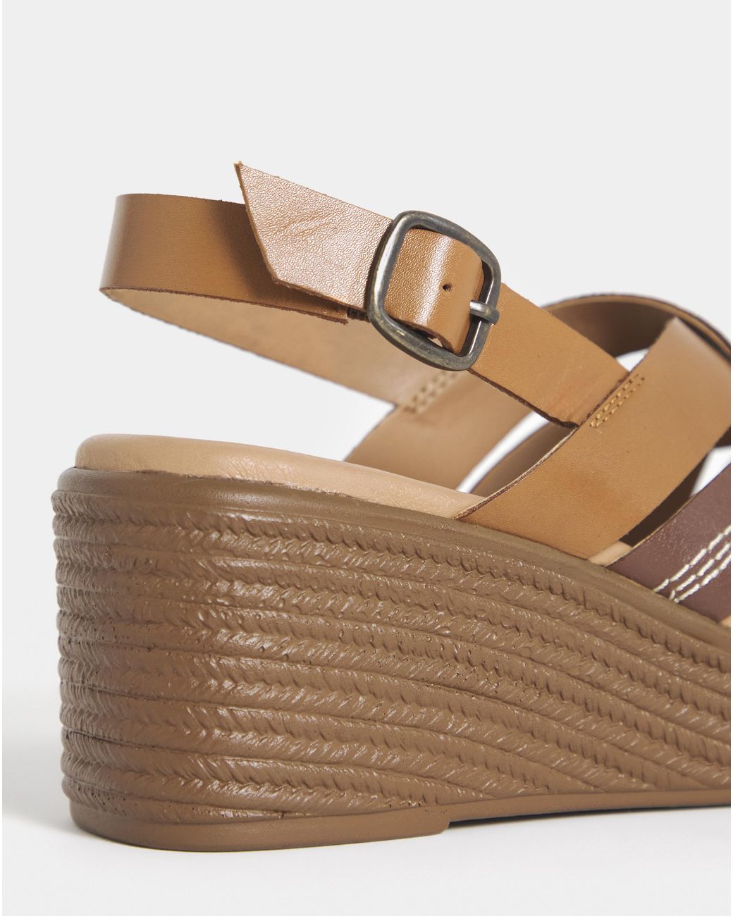 Heavenly Soles Natural Crossover Wedge Sandal Wide