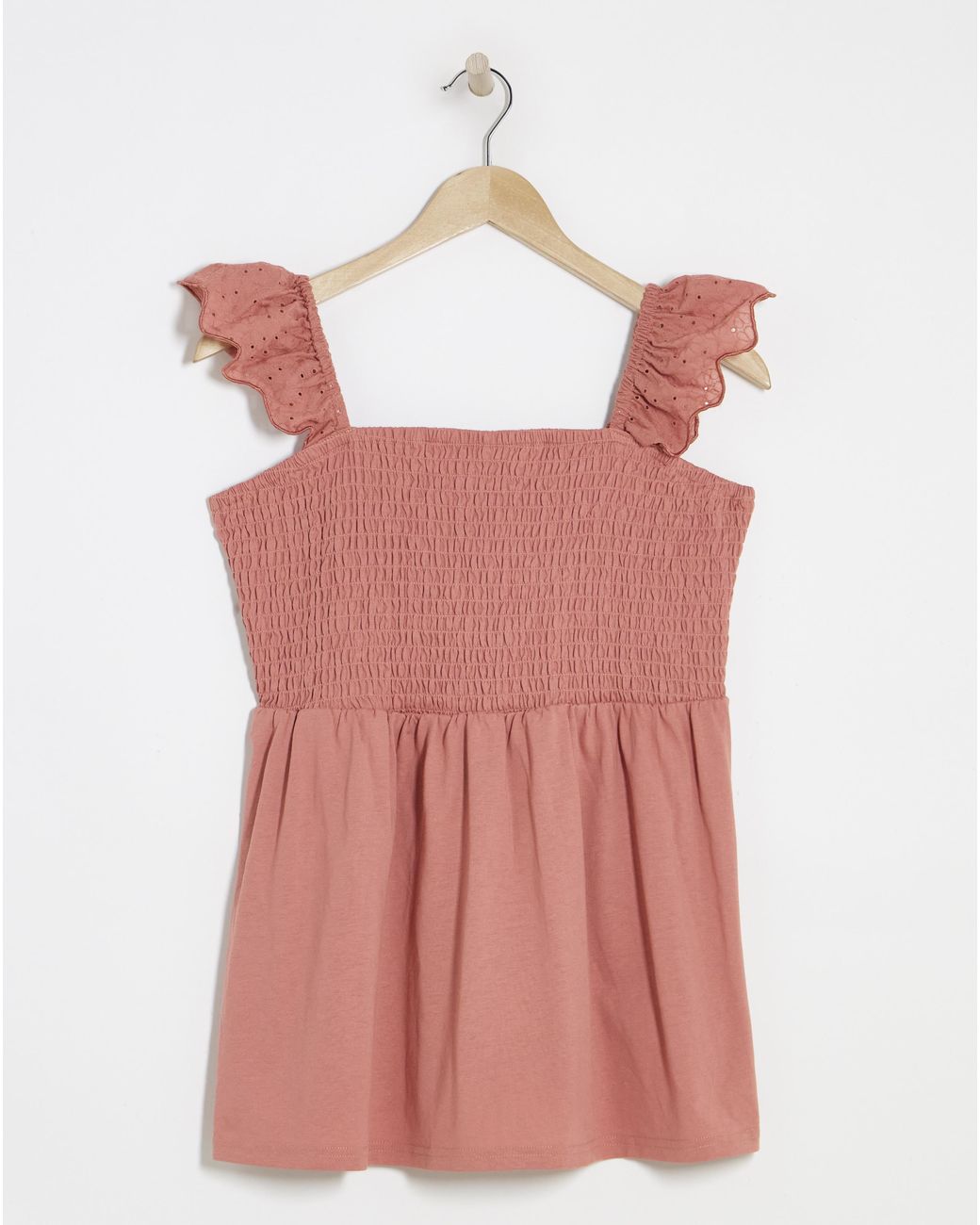 Simply Be Pink Broderie Ruched Bust Vest