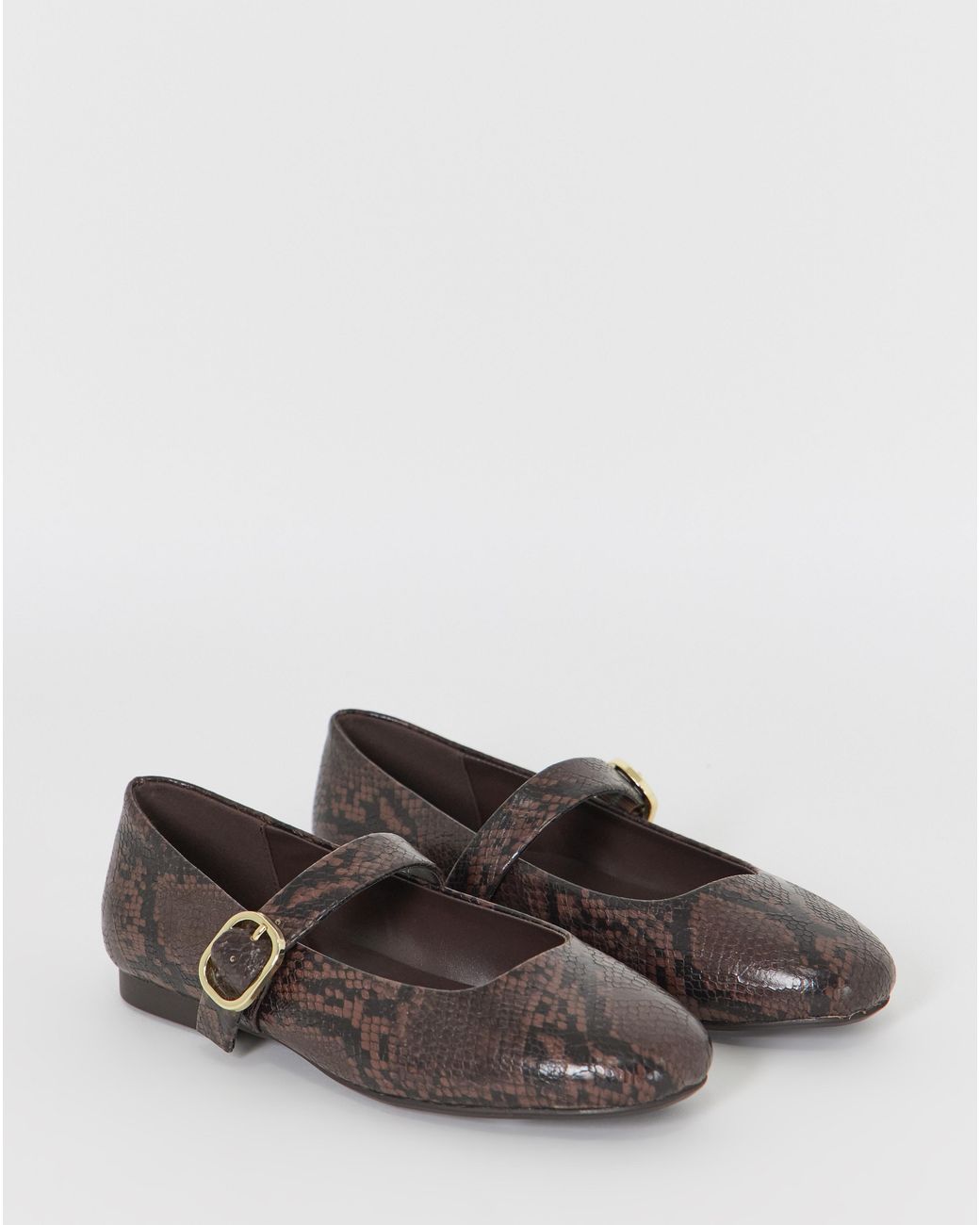 Simply Be Brown Mary Jane Buckle Shoe Extra Wide