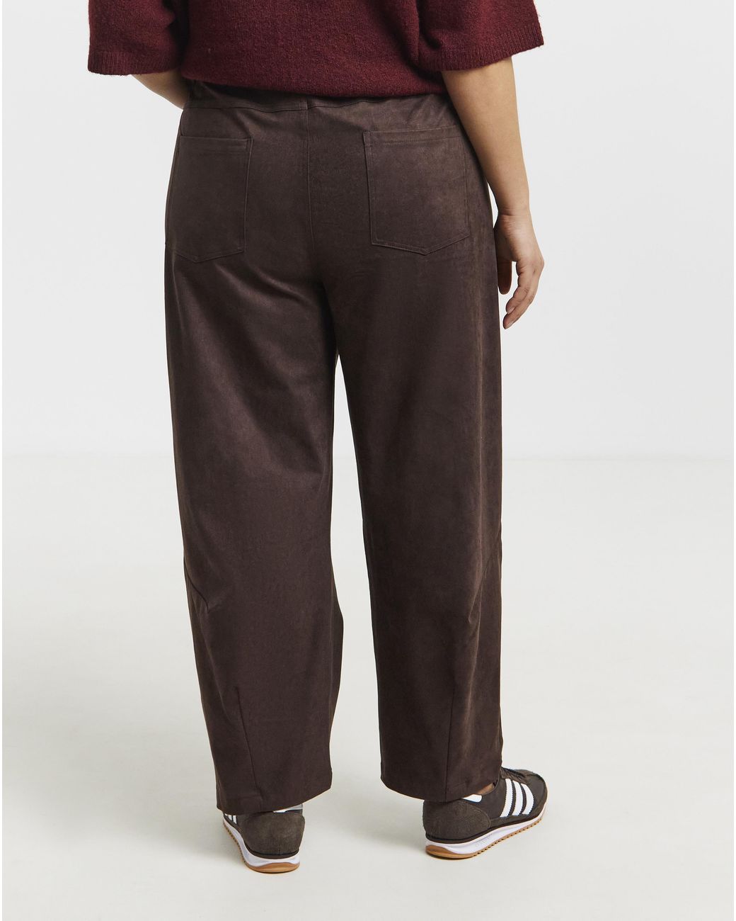 Simply Be Red Suedette Barrel Leg Trousers
