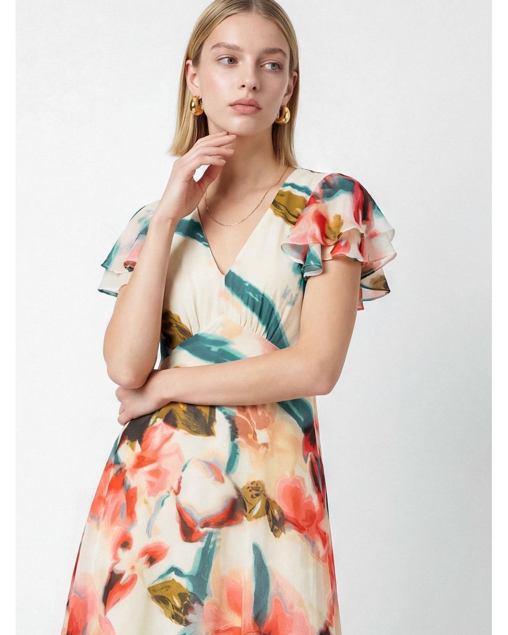 Lovedrobe White Floral Print Midaxi Dress