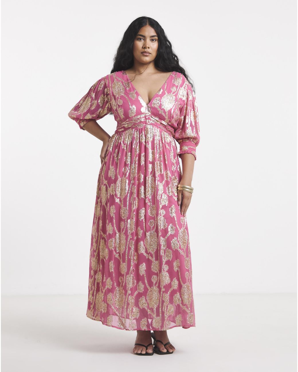 Simply Be Pink And Wrap Midi Dress