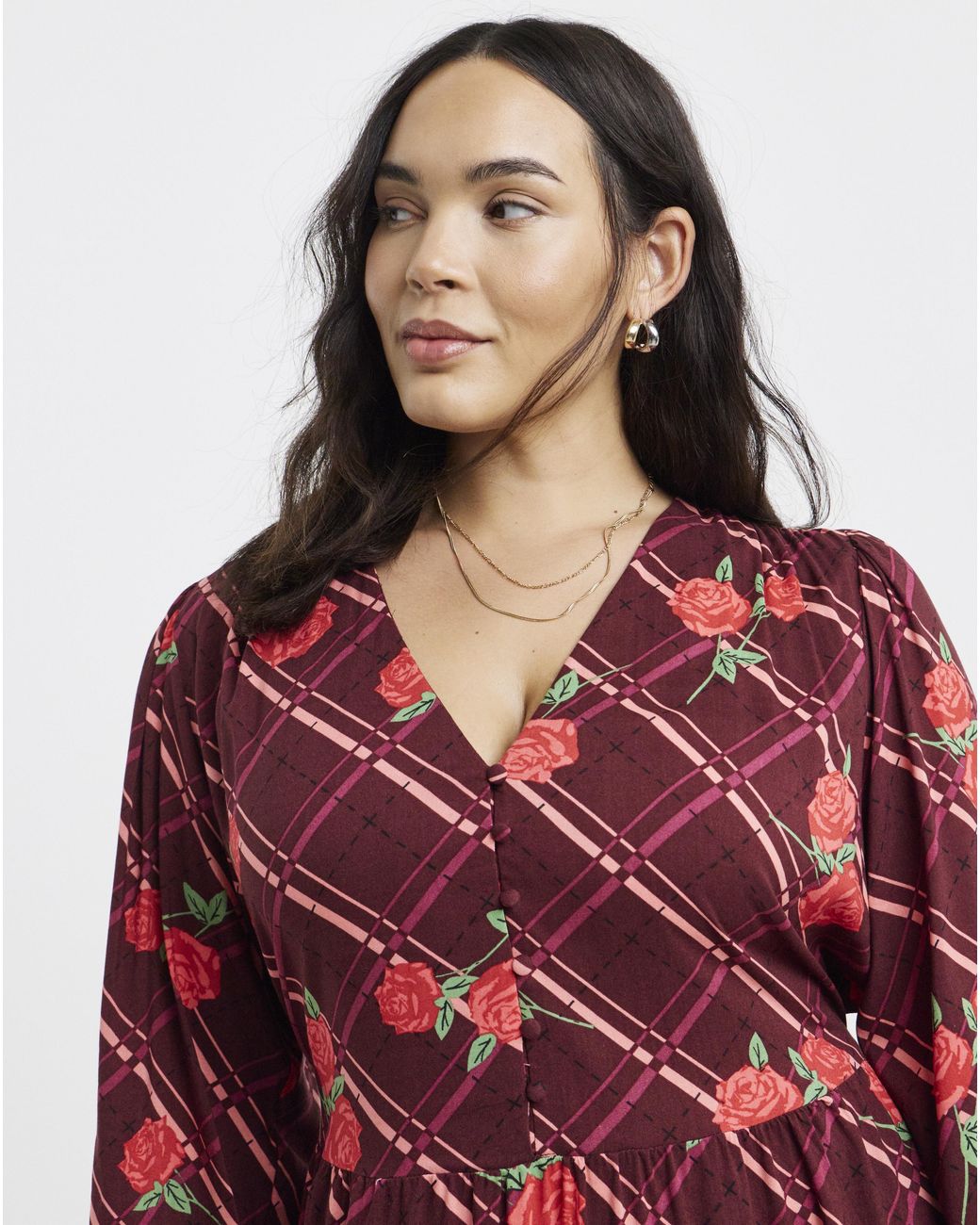 Simply Be Red Button Through Midi Dress