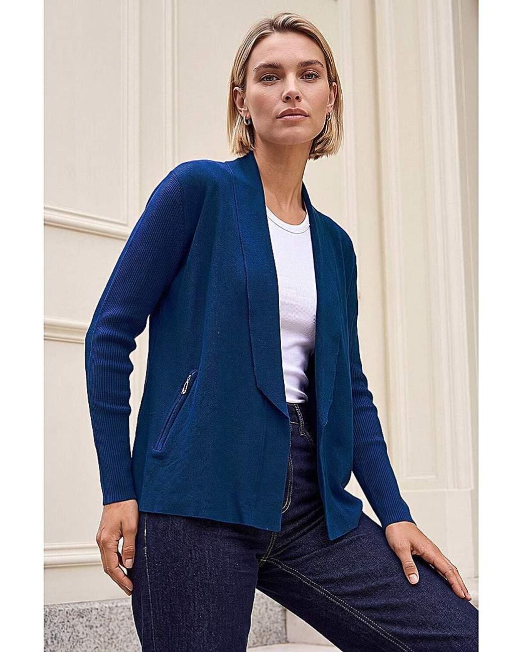 Roman Blue Roman Knitted Zip Detail Jacket