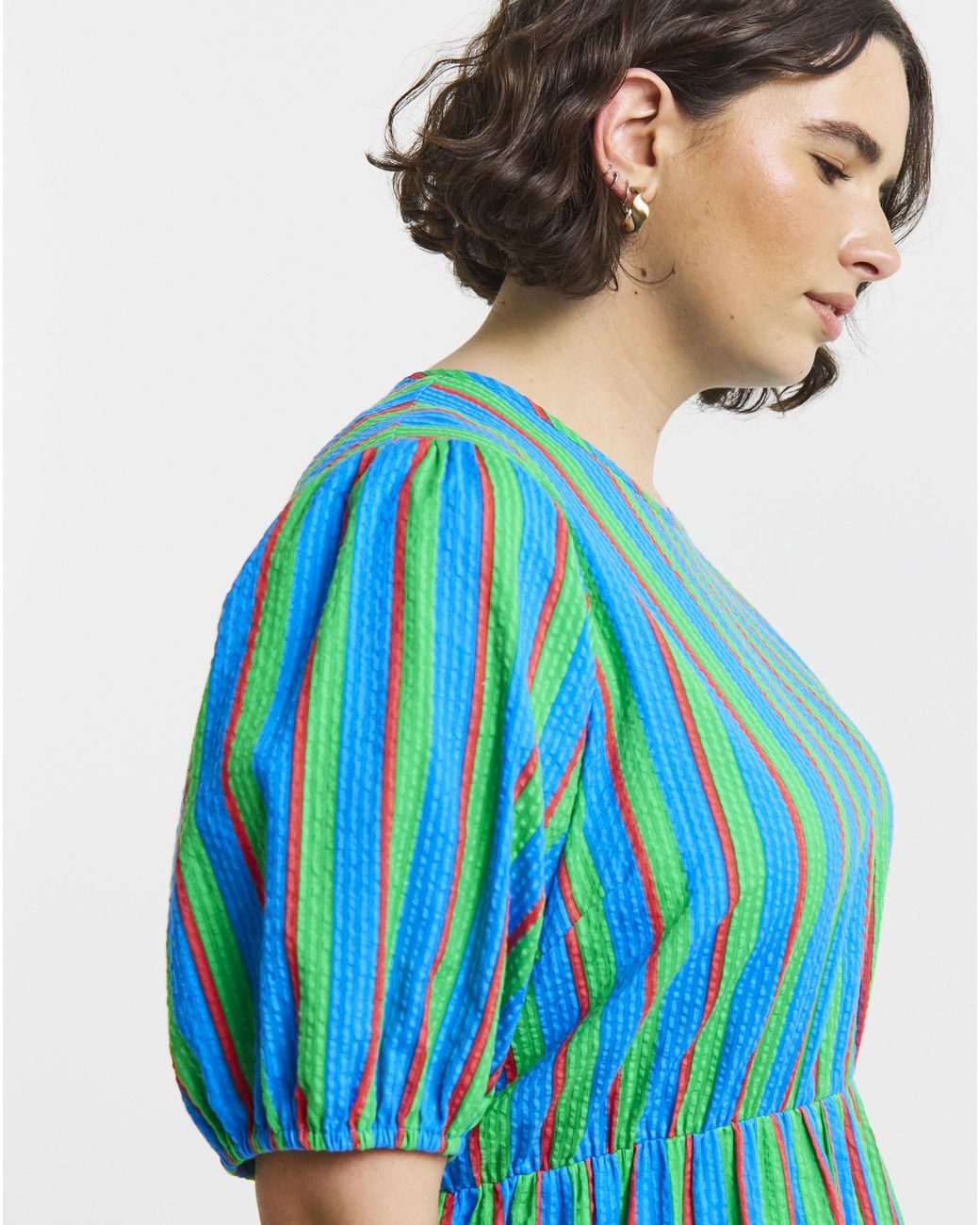 Simply Be Blue Seersucker Midi Dress