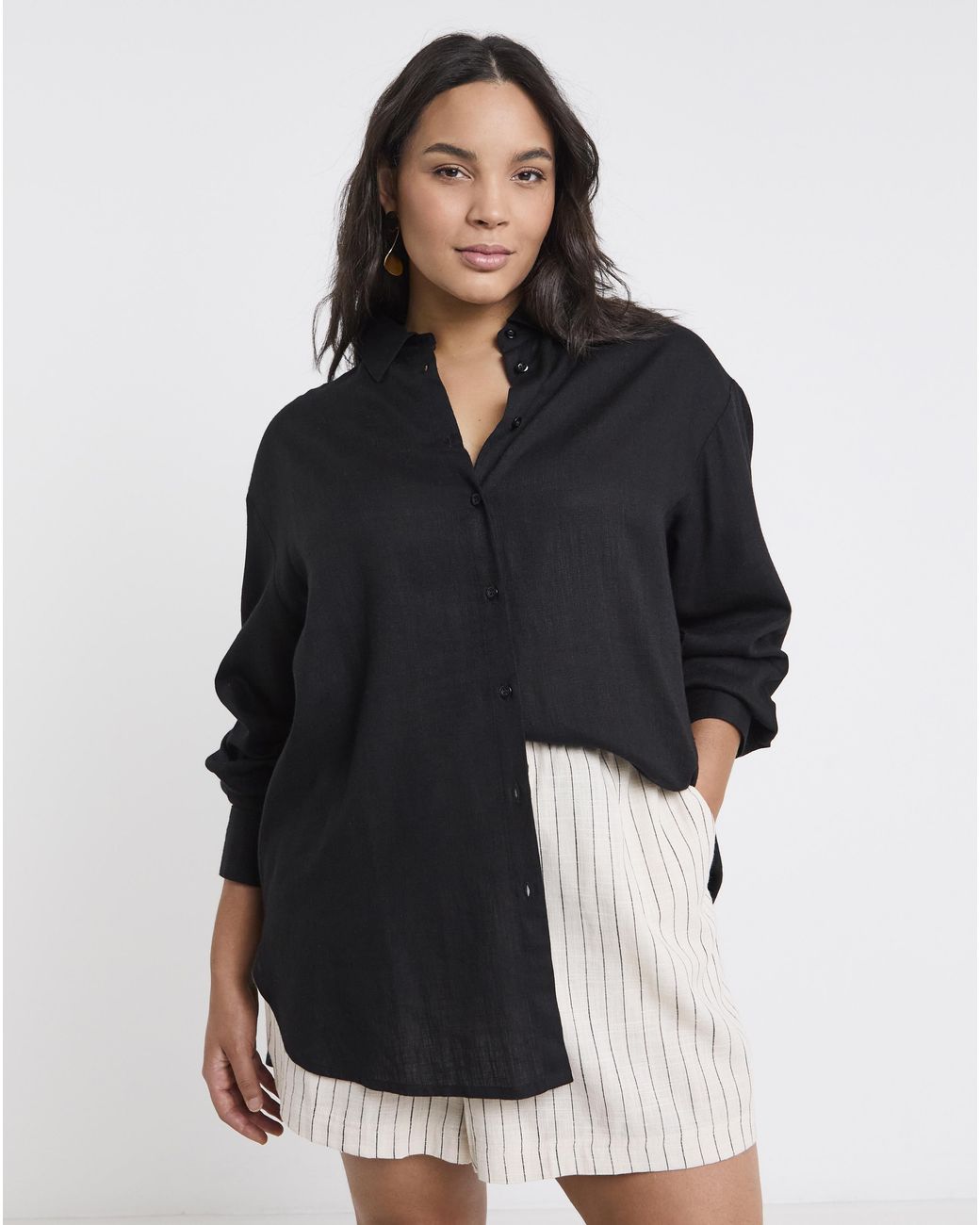 Simply Be Blue Linen Mix Shirt