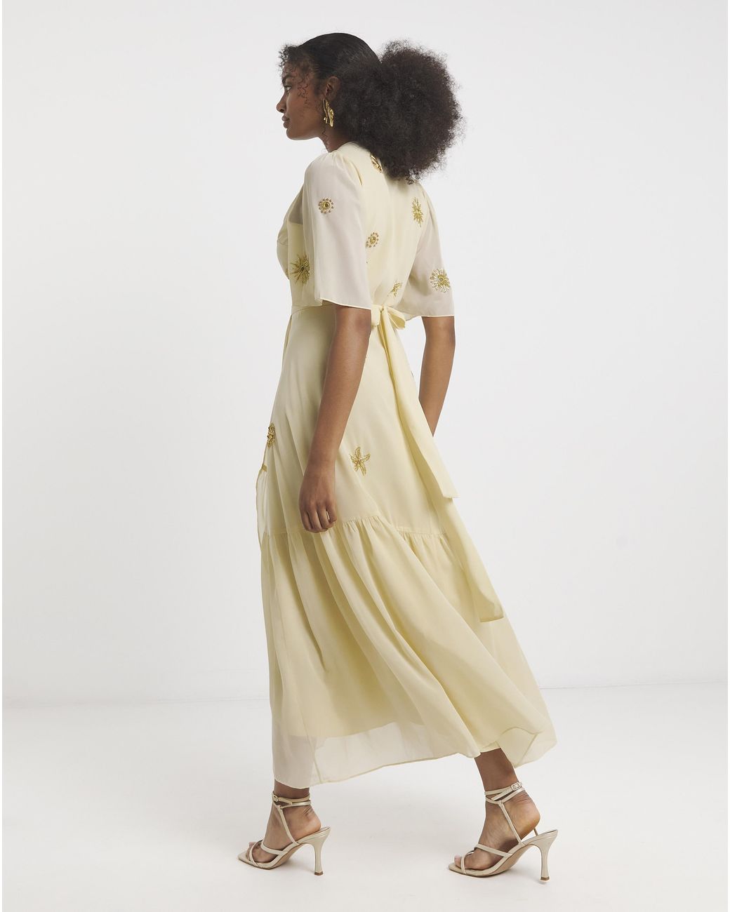 Hope & Ivy Metallic Vera Wrap Maxi Dress