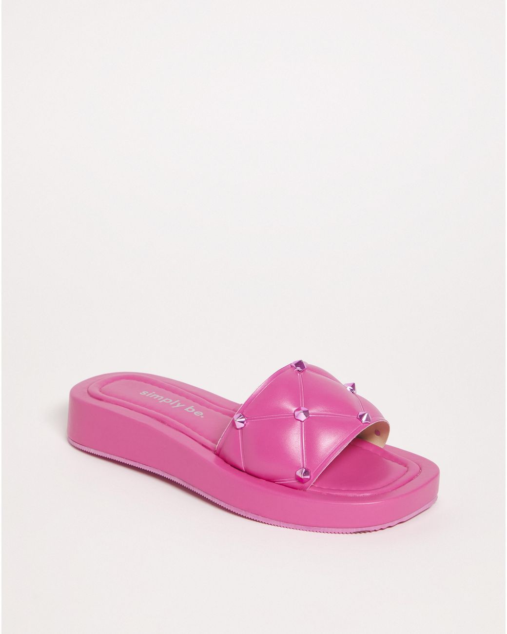 Simply Be Pink Quilted Studded Sandals Wide