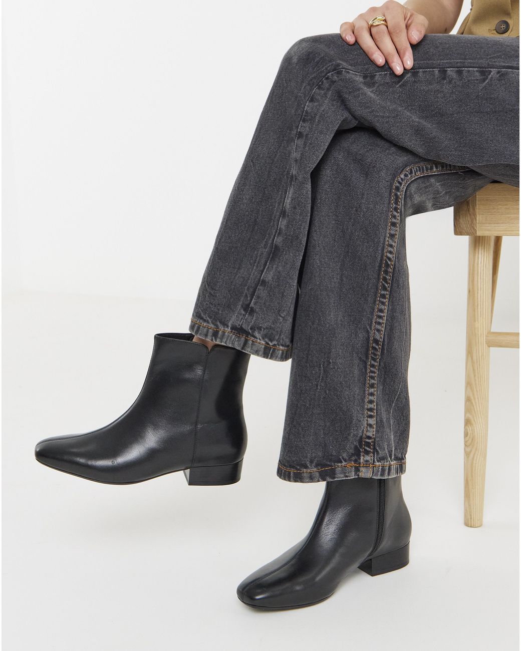 JD Williams Gray Leather Ankle Boots Eee Fit