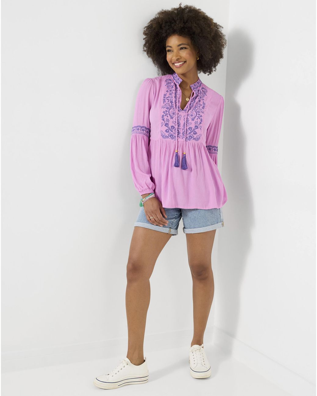 Joe Browns Pink Essential Embroidered Summer Tunic Top