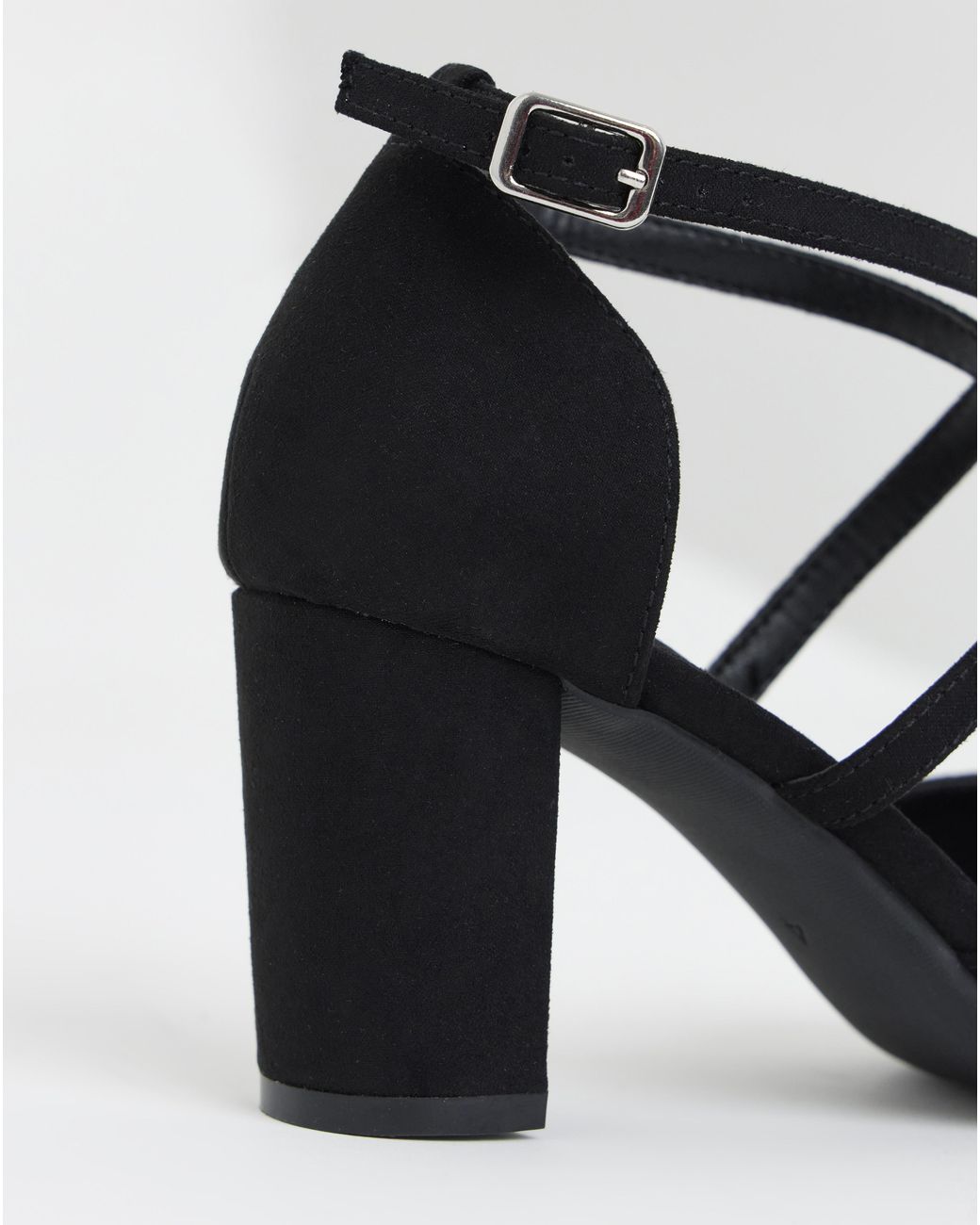 Heavenly Soles Black Two Part Heels With Crossover Ex Wide