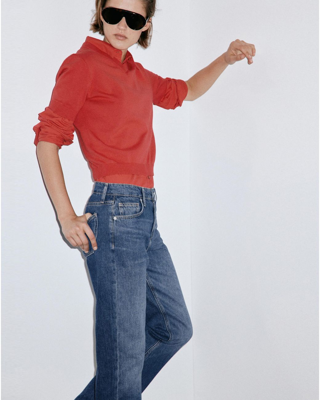 Mango Blue Matilda High Rise Straight Jean
