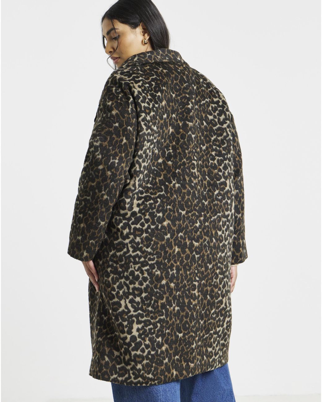 JD Williams Blue Print Funnel Neck Coat