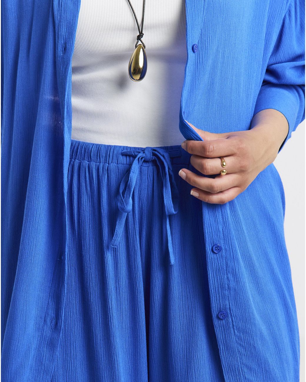 Simply Be Blue Crinkle Balloon Trouser