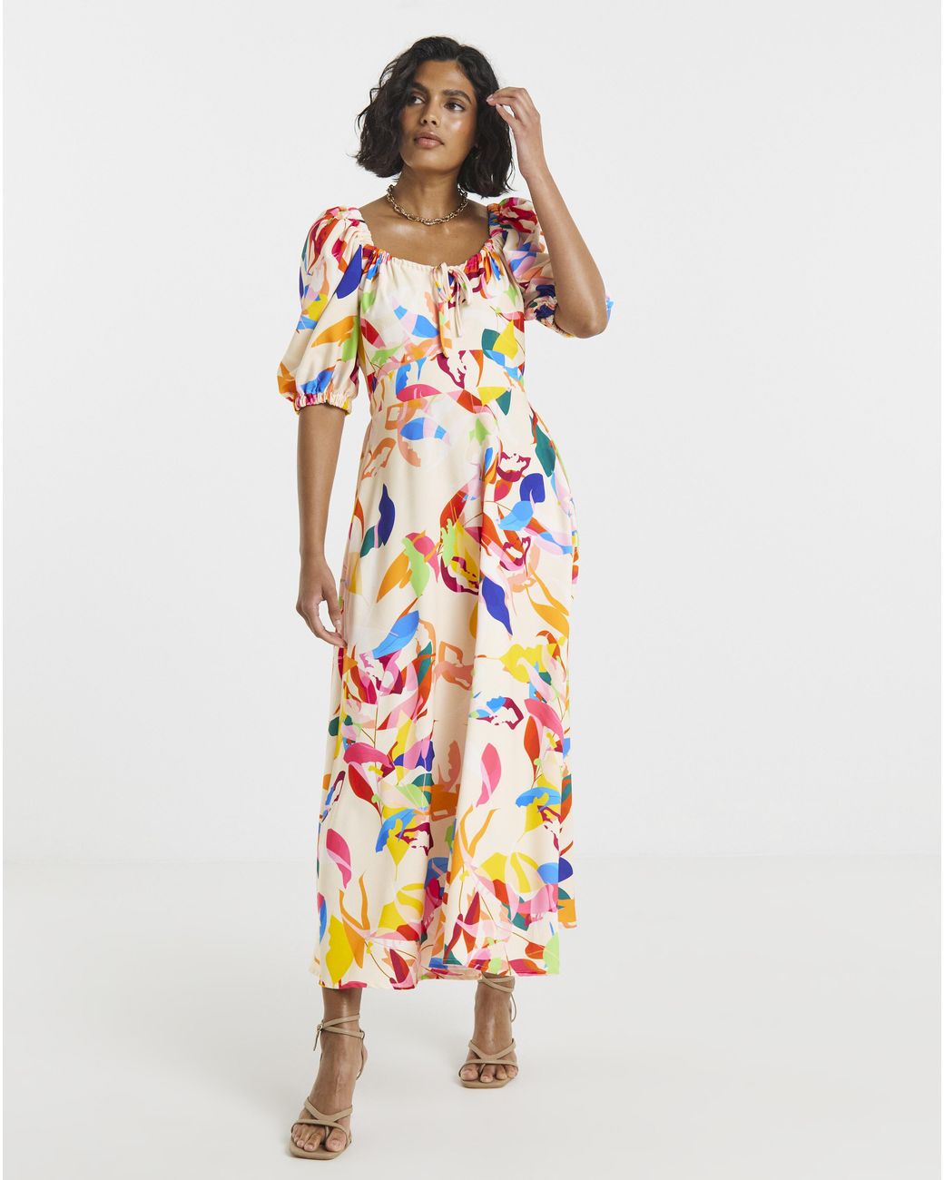 Twisted Wunder White Tropical Midaxi Dress