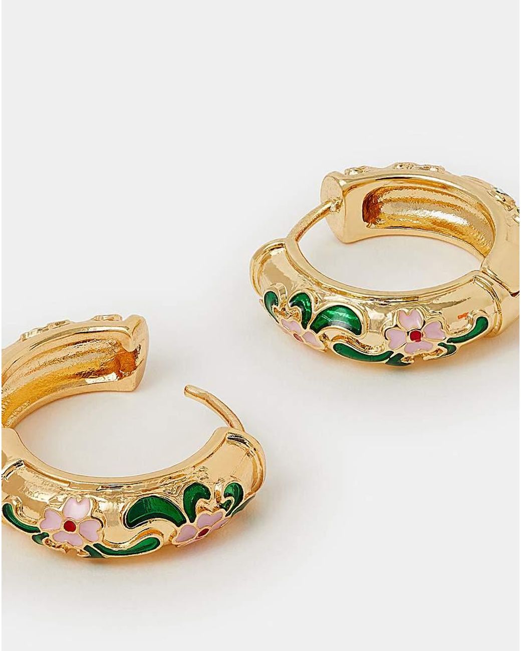 Accessorize Metallic Enamel Floral Hoop Earrings