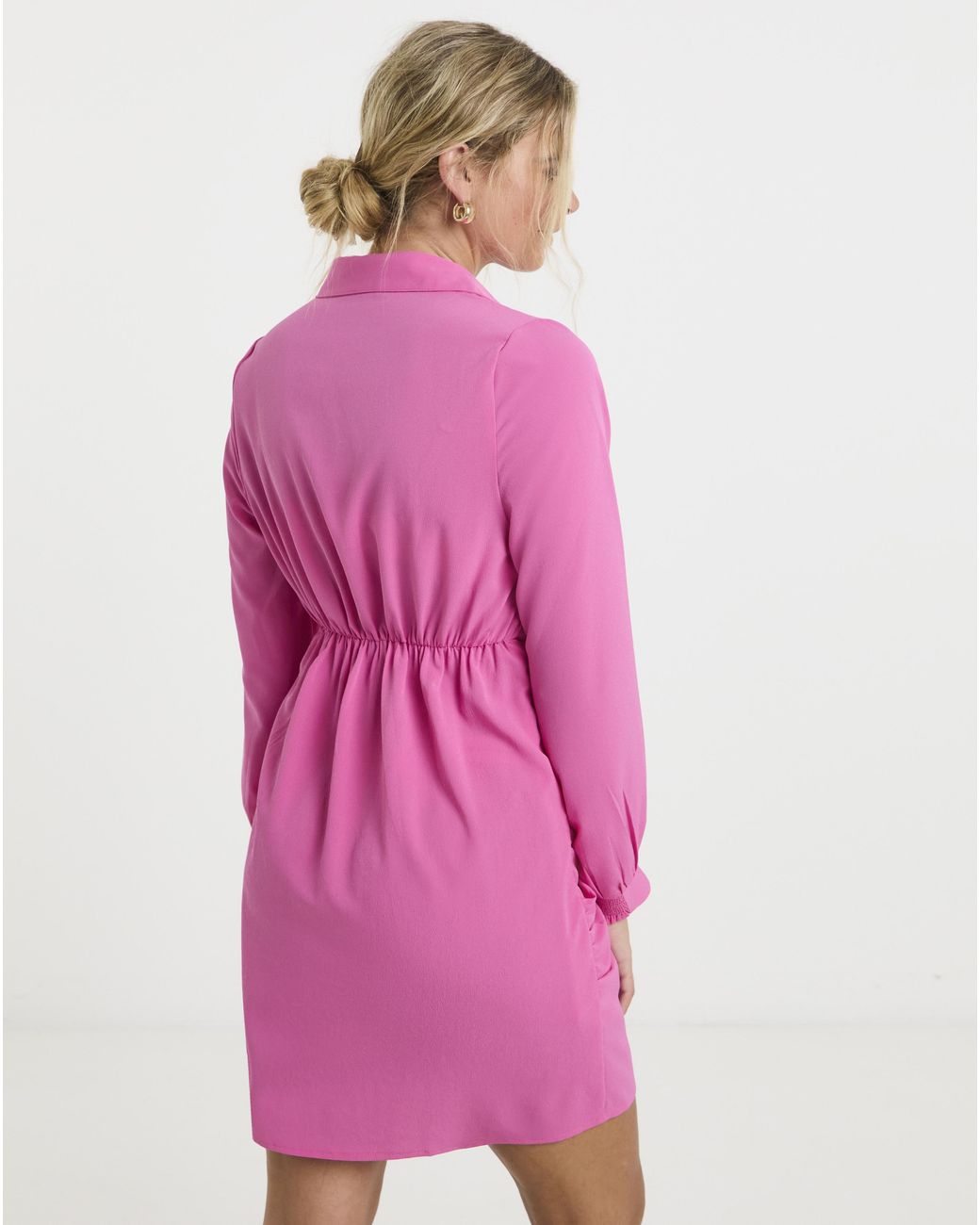 Simply Be Pink Wrap Skirt Shirt Dress