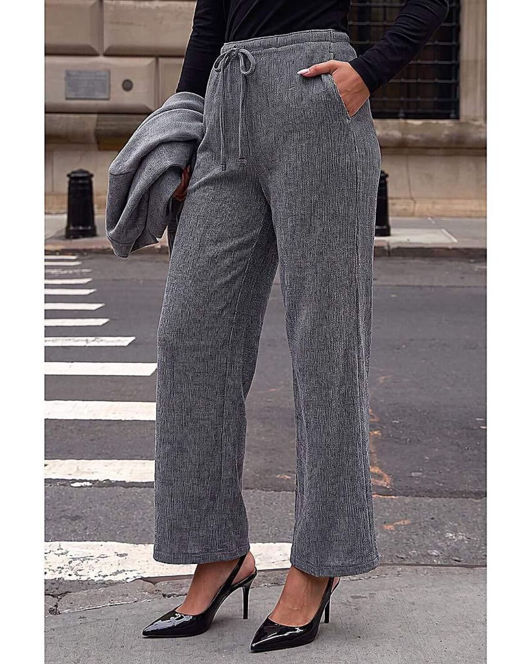 Roman Gray Roman Textured Stretch Trouser